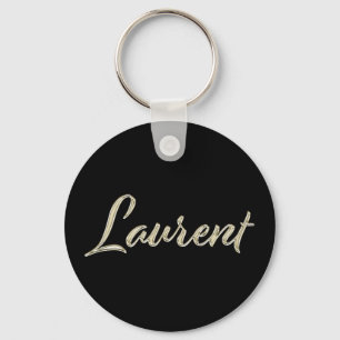 Laurent Name whitegold Button Keytag Keychain