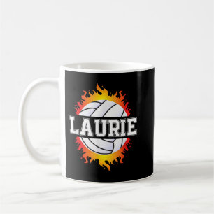 Laurie Name Volleyball Player Girls Ball and Net S Coffee Mug