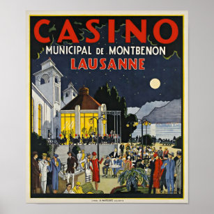 Lausanne, Casino Municipal de Montbenon Art Deco Poster