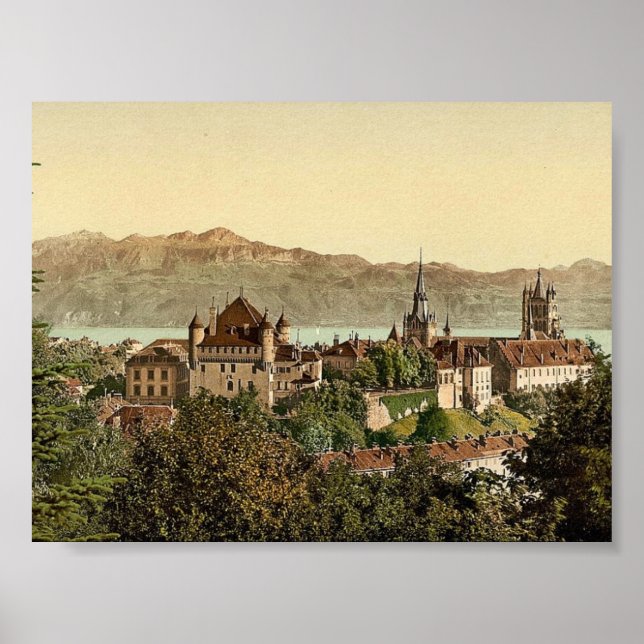 Lausanne, general view, with Savoy Alps, Geneva La Poster (Front)
