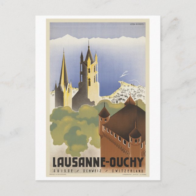 Lausanne Ouchy Switzerland Vintage Europe Postcard (Front)