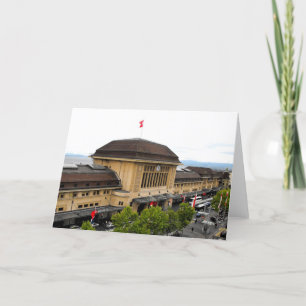 Lausanne railway station in Switzerland Holiday Card