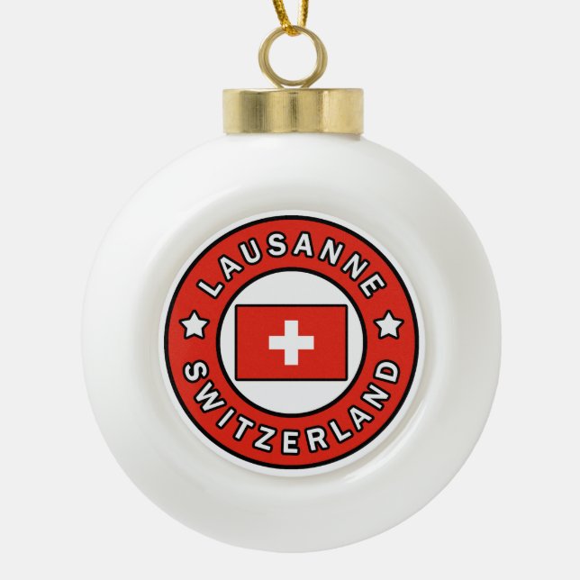 Lausanne Switzerland Ceramic Ball Christmas Ornament (Front)