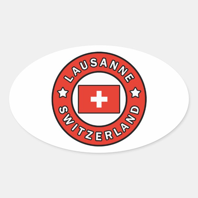 Lausanne Switzerland Oval Sticker (Front)