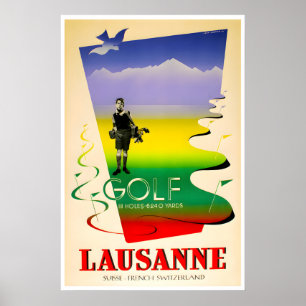 Lausanne Travel Poster Swiss Art Switzerland Golf