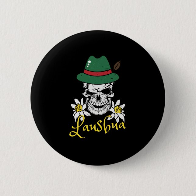 Lausbua Bavaria Skull Bavarian Costumes 2 Inch Round Button (Front)