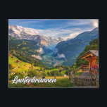 Lauterbrunnen, Switzerland Postcard<br><div class="desc">This beautiful postcard features a scenic photograph of the little town of Lauterbrunnen, in Switzerland. Please feel free to adjust all the available options as you wish.</div>