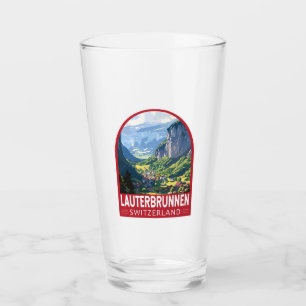 Lauterbrunnen Switzerland Travel Art Vintage Glass
