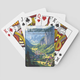 Lauterbrunnen Switzerland Travel Art Vintage Playing Cards