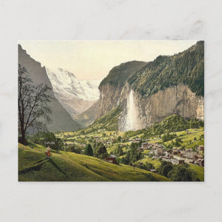 Lauterbrunnen Valley with Staubbach, Bernese Oberl Postcard