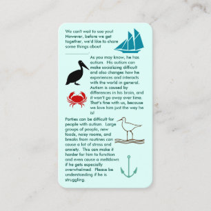 L'autisme s'unissent Garçon Carte de visite