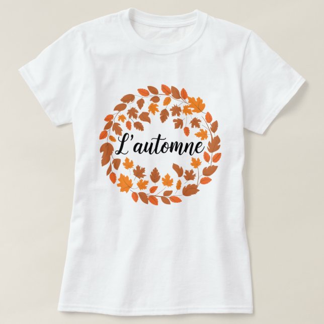 L'automne, Autumn French Illustration, Fall Season T-Shirt (Design Front)