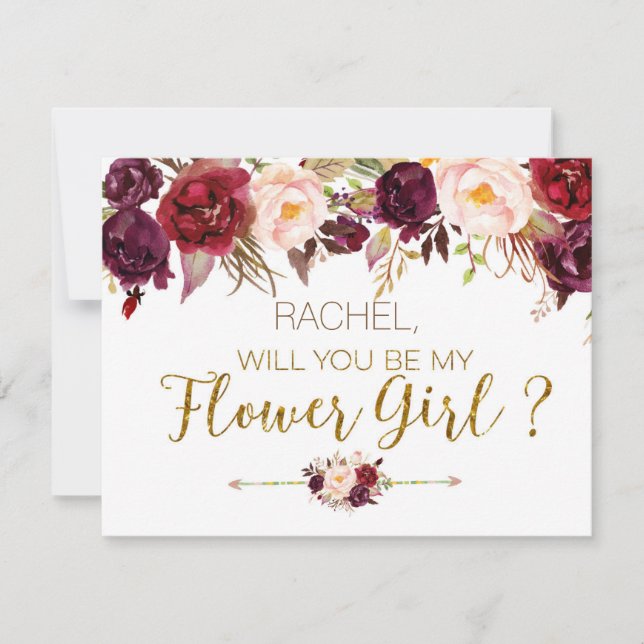 L'Automne Floral Serez-Vous Ma Carte Fille Fleur (Devant)