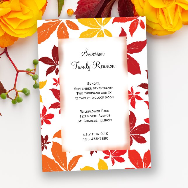 L'automne laisse famille Réunion Invitation (Créateur téléchargé)