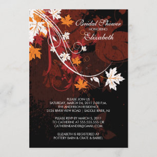 L'automne laisse la mariée Invitation à la douche 