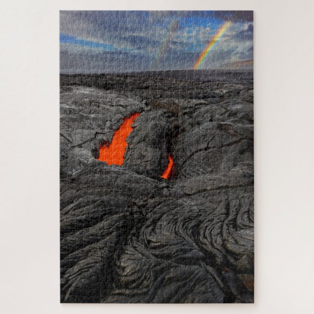 Lava and Rainbow in Hawaii Volcanoes National Park Jigsaw Puzzle (Vertical)
