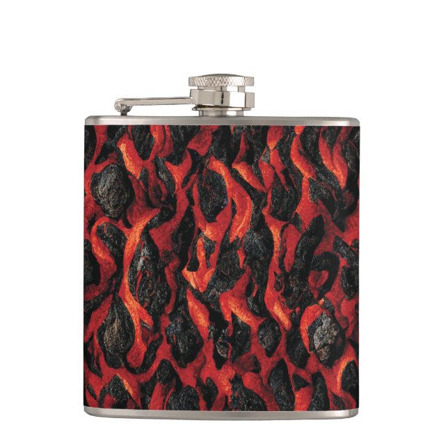 Lava And Volcanic Rocks | Volcano Magma pattern Hip Flask (Front)