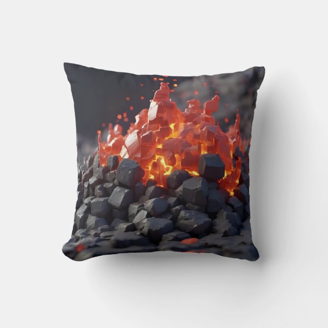 Lava Blocks Throw Pillow (Front)