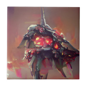 Lava fiery robot graphic abstract art tile