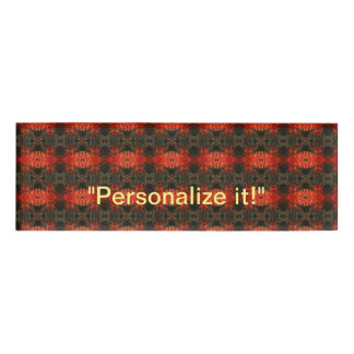 Lava, fire, coals red, and black mirrored design name tag