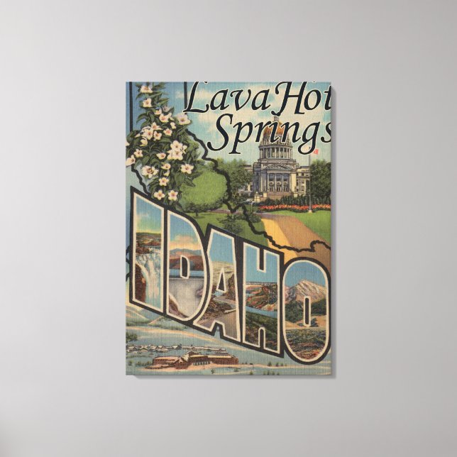 Lava Hot Springs, Idaho - Large Letter Scenes Canvas Print (Front)