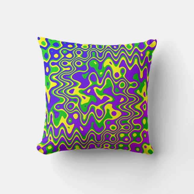 [Lava Lamp] Op-Art Swirls & Dots Purple Blue Green Throw Pillow (Front)