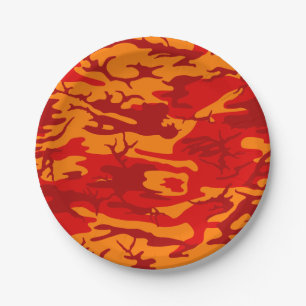 Lava Red Camo Paper Plate