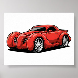 Lava Red Spiral Hotrod Toon Poster