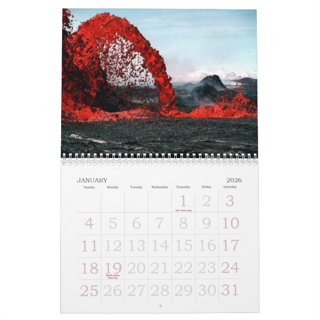 Lava Volcano Wall Calendar (Jan 2026)
