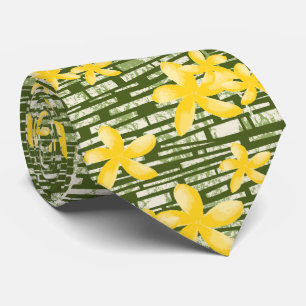 Lava Wall Hawaiian Plumeria Two-sided Printed Tie