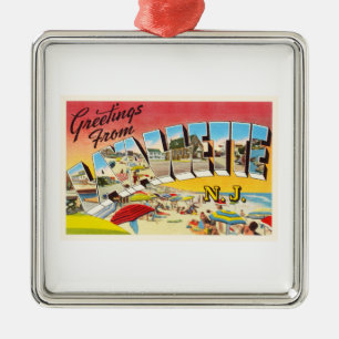 Lavallette New Jersey NJ Vintage Travel Postcard- Metal Ornament