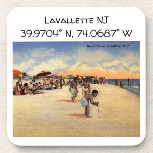Lavallette NJ Map Coordinates Vintage Style Coaster