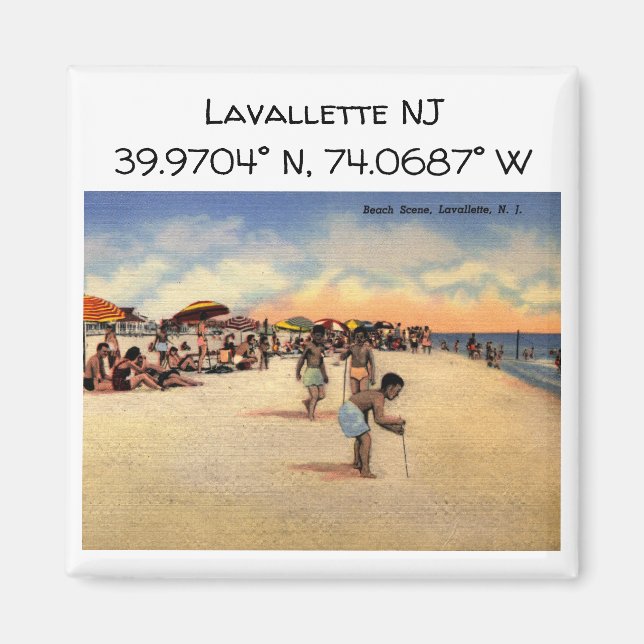 Lavallette NJ Map Coordinates Vintage Style Magnet (Front)