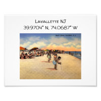 Lavallette NJ Map Coordinates Vintage Style