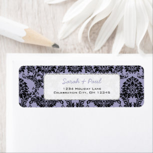 Lavande 7 Noir Vintage Damas Adresse de retour