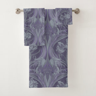 Lavande Art Nouveau Tulipes Serviettes de bain