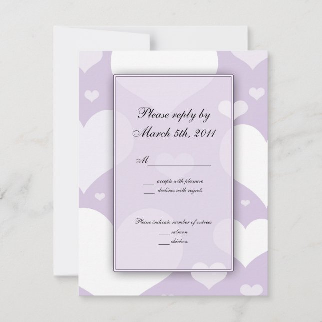 Lavande avec coeur Mariage RSVP Notes (Devant)