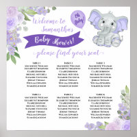Lavande Baby shower pourpre 6 Tableau Sièges