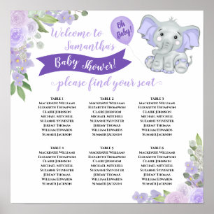 Lavande Baby shower pourpre 6 Tableau Sièges