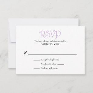 Lavande Blanc Plaine Simple Mariage Cartes RSVP