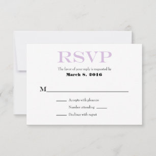 Lavande Blanc Plaine Simple Mariage Cartes RSVP