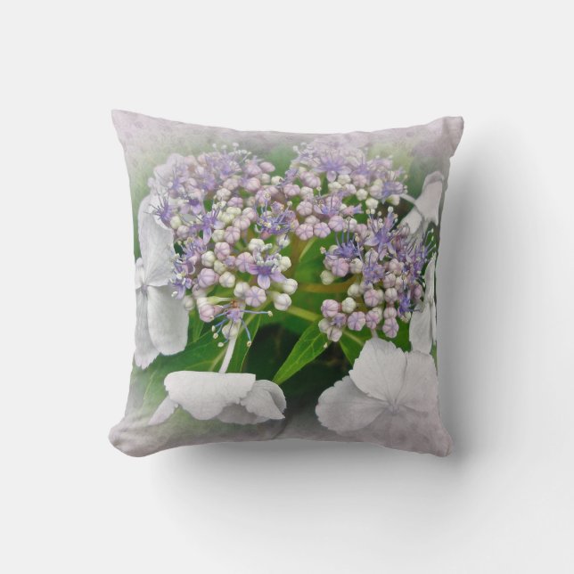 Lavande blanche rose Hydrangea - Coussin (Recto)