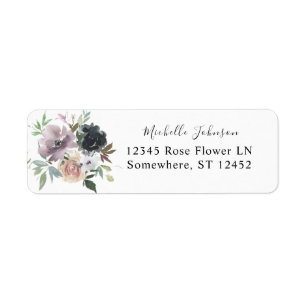 Lavande, Bleu de marine, Rose Floral Adresse de re