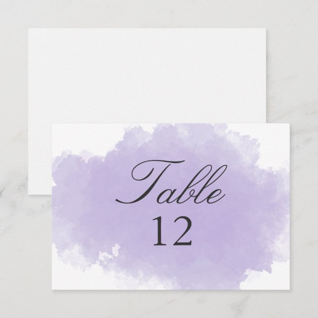 Lavande | Carte de numéro de table (Devant / Derrière)