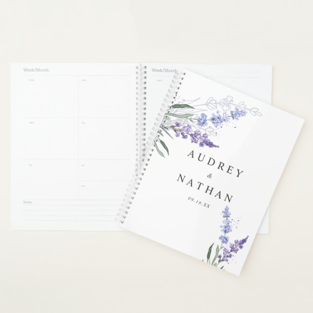 Lavande d'aquarelle romantique Mariage floral (Devant avec enveloppe)