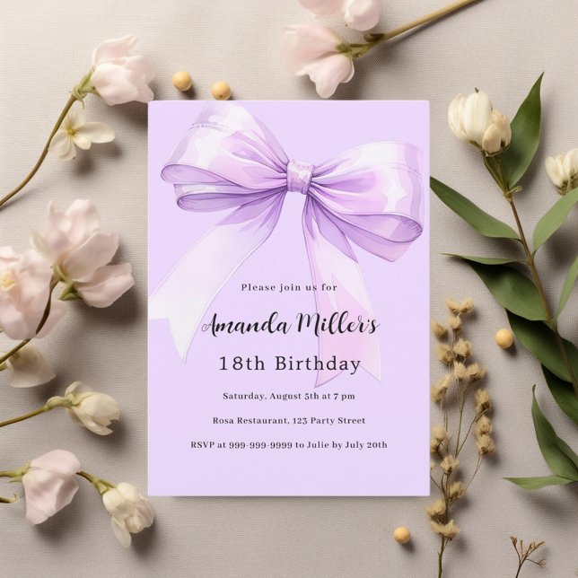 Lavande élégante invitation d'anniversaire (Créateur téléchargé)