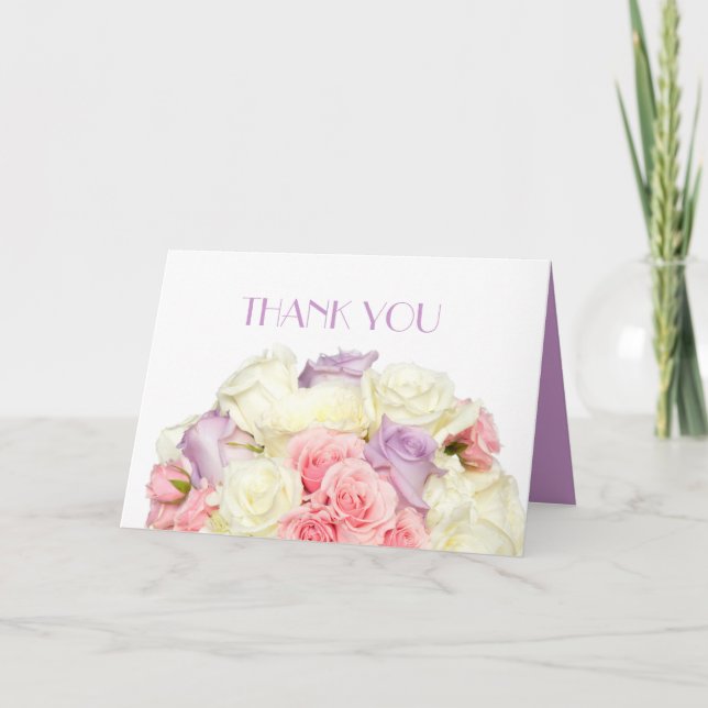 Lavande Elégante Rose Bouquet Merci (Devant)