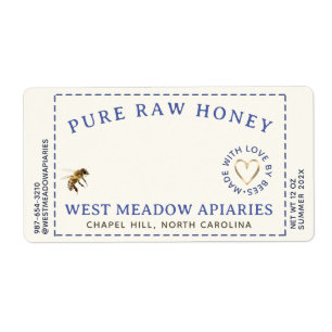 Lavande et abeilles Miel Étiquette Dashed