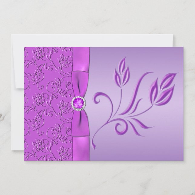 Lavande et Faire-part de mariage à bijoux mauves (Devant)