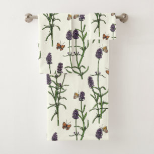 Lavande et papillons sur blanc
